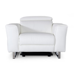 Accenti Italia Lucca - Italian Modern White Leather Armchair w/ Electric Recliner