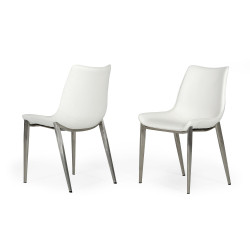 Modrest Frasier - Modern White Eco-Leather Dining Chair (Set of 2)