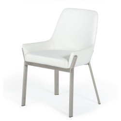 Modrest Ganon - Modern White & Brushed Stainless Steel Dining Chair