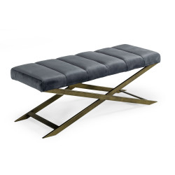 Modrest Xane - Contemporary Dark Grey & Antique Brass Bench