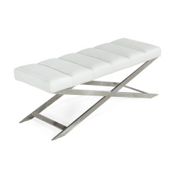 Modrest Xane - Contemporary White & Brushed Stainless Steel Bench