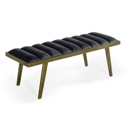 Modrest Navi - Contemporary Grey Velvet & Antique Brass Bench