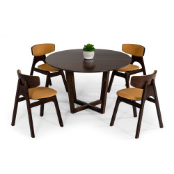 Modrest Legacy - Modern Round Solid Walnut Beechwood Dining Table