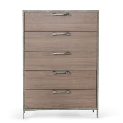 Nova Domus Boston - Modern Brown Oak & Brushed Stainless Steel Chest