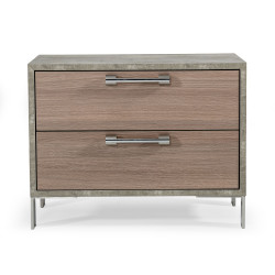 Nova Domus Boston - Modern Brown Oak & Brushed Stainless Steel Nightstand