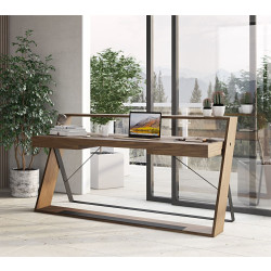 Modrest Carrie - Modern Walnut & Black Office Desk