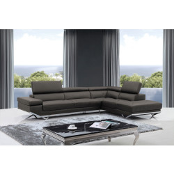 Divani Casa Quebec - Modern Dark Grey Eco-Leather Right Facing Sectional Sofa