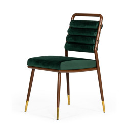Modrest Biscay - Modern Dark Green & Walnut Steel Dining Chair