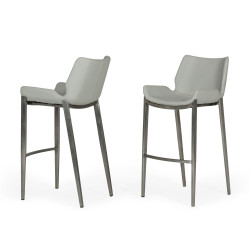 Modrest Dave - Modern Grey Leatherette Bar Stool (Set of 2)