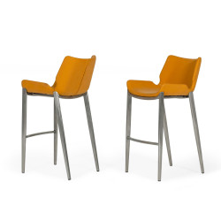 Modrest Dave - Modern Orange Leatherette Bar Stool (Set of 2)