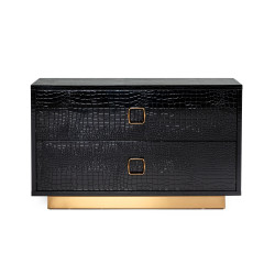 A&X Victoria - Black Crocodile Patterned Lacquer & Rosegold Nightstand