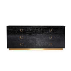 A&X Victoria - Black Crocodile Patterned Lacquer & Rosegold Dresser
