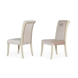 A&X Whitby - Transitional Off White & Glossy Champagne Dining Chair (Set of 2)