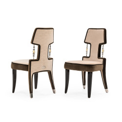 A&X Alston - Transitional Off-White Chenille Fabric Dining Chair (Set of 2)