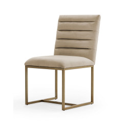 Modrest Barker - Modern Beige & Brush Gold Dining Chair (Set of 2)