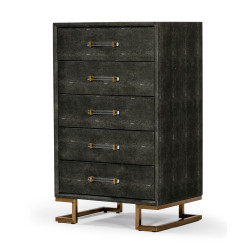 Modrest Howard - Modern Shagreen Grey Leatherette & Gold Chest