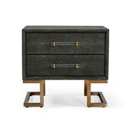 Modrest Howard - Modern Shagreen Grey Leatherette & Gold Nightstand