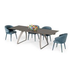 Modrest Pittson - Modern Extendable Grey Glass Dining Table