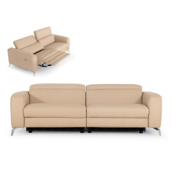 Coronelli Collezioni Turin - Cappuccino Leather 2-Seater 91" Recliner Sofa 