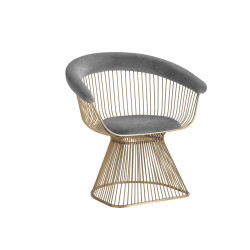Modrest Lauren - Grey Velvet and Brushed Gold Dining Chair