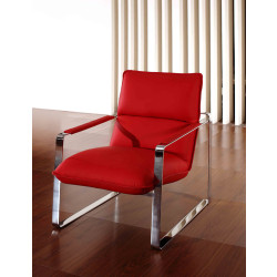 Divani Casa Dunn Modern Red Leather Lounge Chair