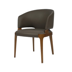 Modrest Baskin Brown and Walnut Arm Dining Chair