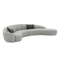 Divani Casa Allis - Glam Grey and Black Fabric Curved Sectional Sofa