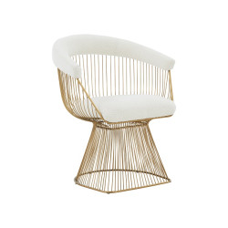 Modrest Chandler - Modern  White Sherpa and Matte Gold Dining Chair
