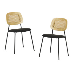 Modern Alizee - Modern Rattan and Black Dining Chair Set of 2