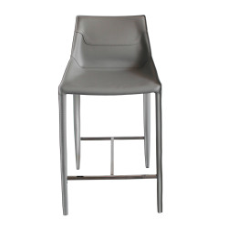Modrest Halo - Modern Light Grey Saddle Leather Counter Stool