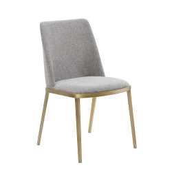 Modrest Brent- Contemporary Light Grey Fabric + Brass Dining Chair Set of 2