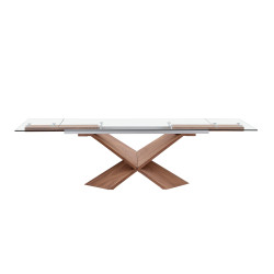 Modrest Scott - Modern Walnut and Glass Extendable 70.5"/106" Dining Table