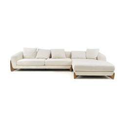 Modrest Fleury - Contemporary Cream Fabric and Walnut RAF Sectional Sofa