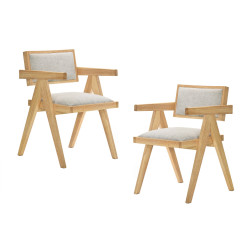 Modrest Fern - Modern Natural and Beige Dining Chair Set of 2