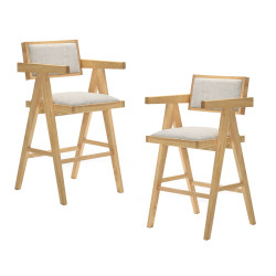 Modrest Fern - Modern Natural and Beige Counter Stool Set of 2