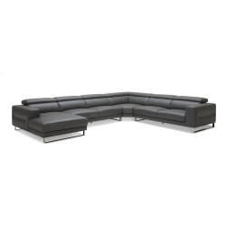 Divani Casa Hawkey - Contemporary Black Leather LAF Chaise Sectional Sofa