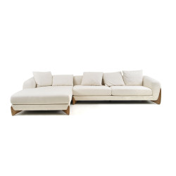 Modrest Fleury - Contemporary Cream Fabric and Walnut LAF Sectional Sofa