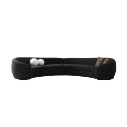 Modrest - Kilmer Modern Black Curved Fabric Sectional Sofa
