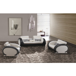 816 Modern Black and White Leather Sofa Set