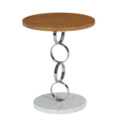 Art Deco Round End Table with Marble Base