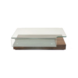 Modrest Mist Modern Elm and Glass Coffee Table