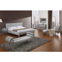 Modrest Monte Carlo Platinum Edition Silver Modern Bed with Crystals