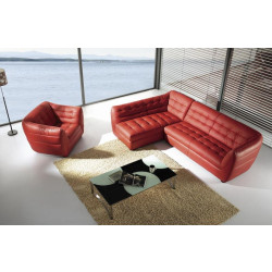 Divani Casa BO390 Burgundy Leather Sectional with Chair