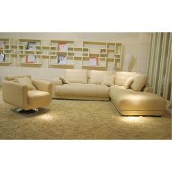 BO3871 Modern Beige Leather Sectional Sofa