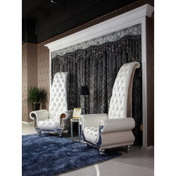 Divani Casa Luxe - Neo-Classical Pearl White Italian Leather Tall Chair