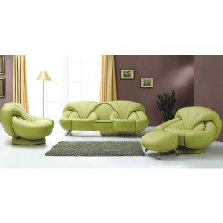 Flower Modern Green leather Sofa Set 