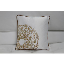 Modrest Transitional White and Gold Print Throw Pillow