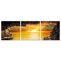 Modrest Sunset Cove 3-Panel Photo on Canvas