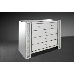 Modrest Glimmer - Transitonal Mirrored Dresser with Artificial Crystals