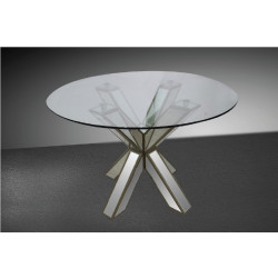 Modrest Hancock - Transitional Mirrored Round Glass Dining Table